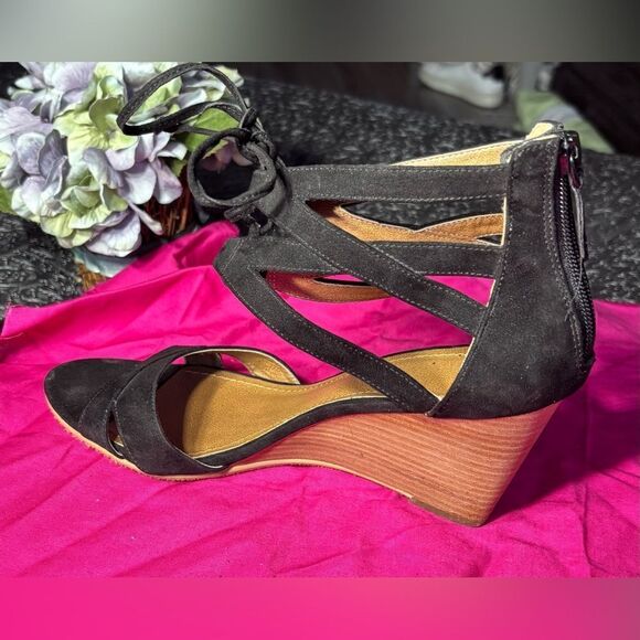 14th & Union Black Sandal Wedges EPC Size 8.5 Excellent Preloved Condition - Picture 6 of 9